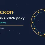 Зоряне небо над міською вежею в передранкових барвах ілюструє гороскоп на 12 жовтня 2026 року